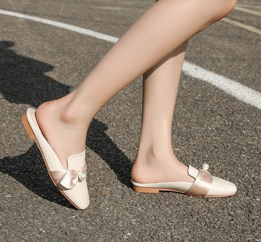 ミュール レディース サンダル スリッパ パンプス 履きやすい 歩きやすい かかとなしオフホワイト