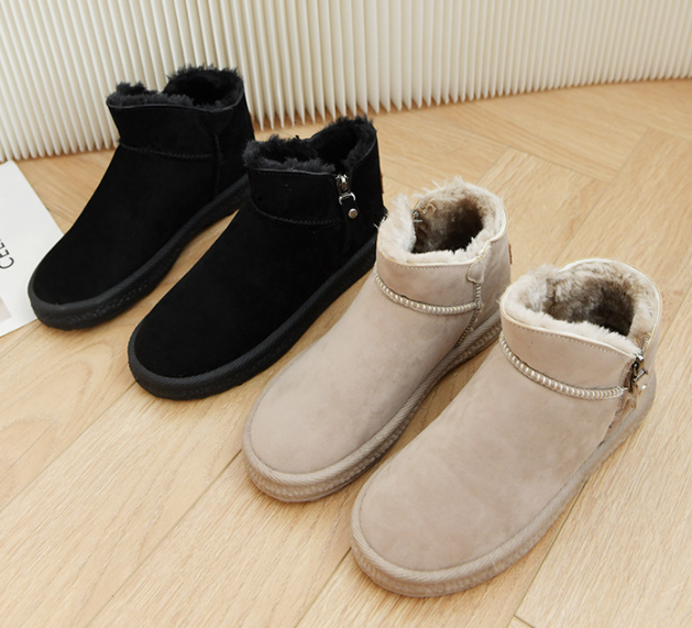 ムートンブーツ レディース ムートン ショートブーツ 暖かい 快適 ベルベット素材 厚底 カーキ ブラック