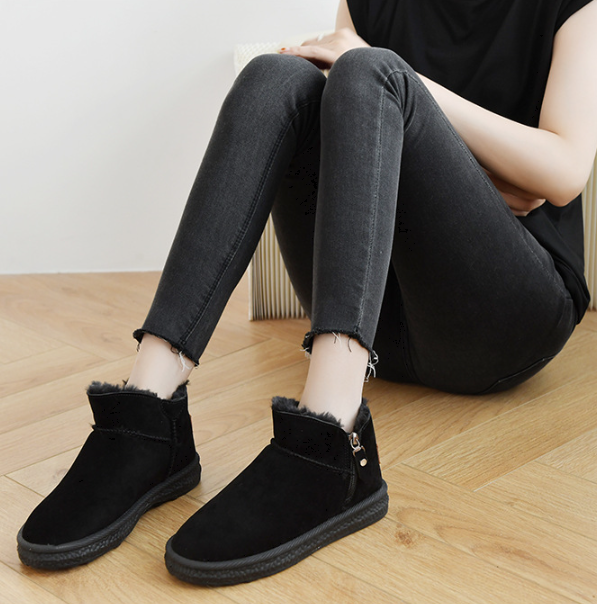 ムートンブーツ レディース ムートン ショートブーツ 暖かい 快適 ベルベット素材 厚底 カーキ ブラック