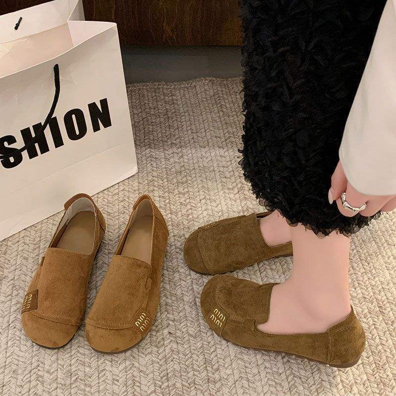 スリッポン フラットシューズ レディース 春夏 軽やか 通気性 つま先カバー フラットソール 歩きやすい キャメル カーキ 36 37 38 39 40