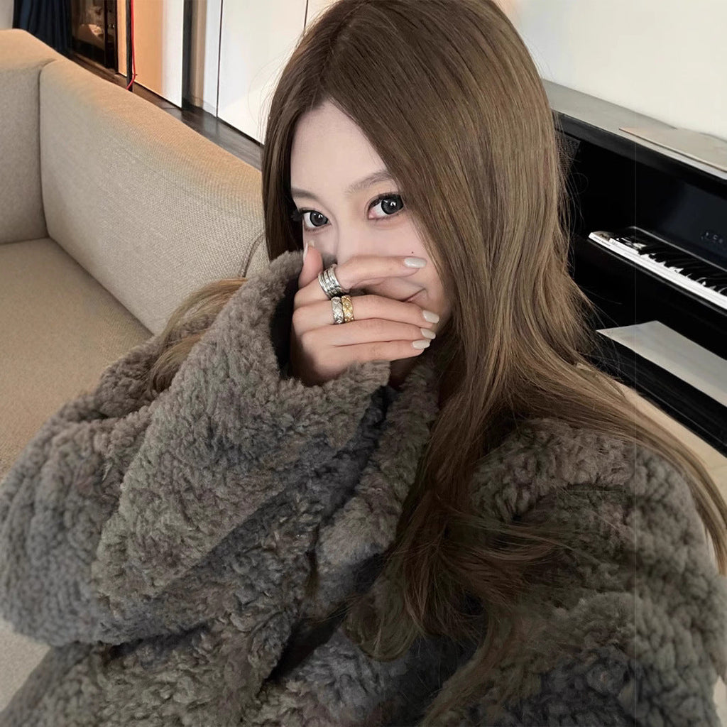 フェイクファー コート レディース 秋冬 防寒 ふわもこ 長袖 ゆったり 羽織 通勤 オフィス モノトーン グレー S M L ホワイト S M L