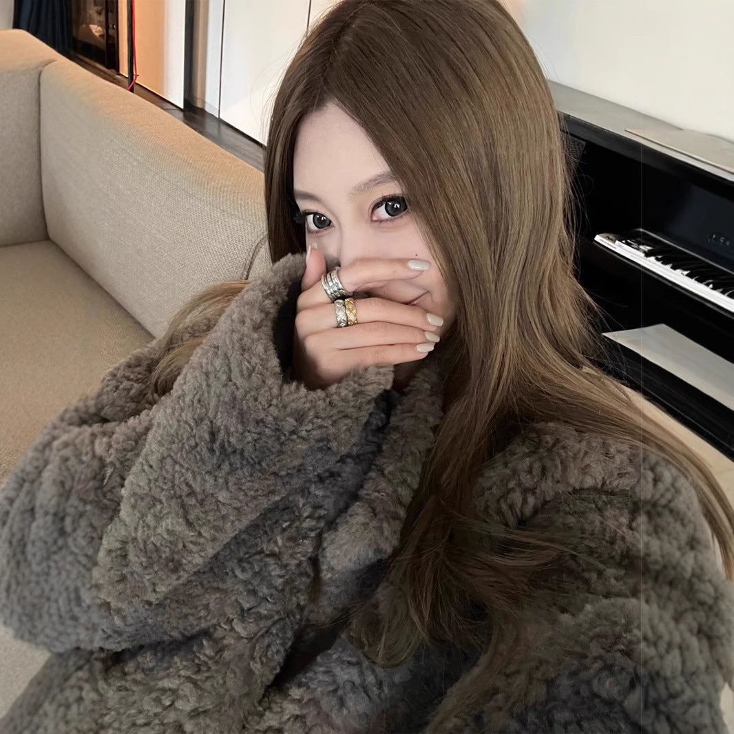 フェイクファー コート レディース 秋冬 防寒 ふわもこ 長袖 ゆったり 羽織 通勤 オフィス モノトーン グレー S M L ホワイト S M L