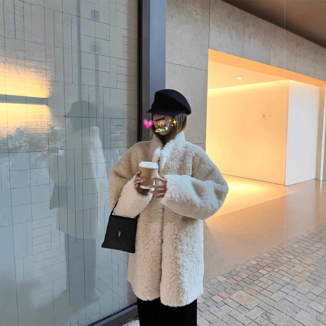 フェイクファー コート レディース 秋冬 防寒 ふわもこ 長袖 ゆったり 羽織 通勤 オフィス モノトーン グレー S M L ホワイト S M L