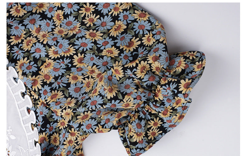 大きいサイズ ワンピース レディース 春 夏 刺繍 アート風 フレア シルエット