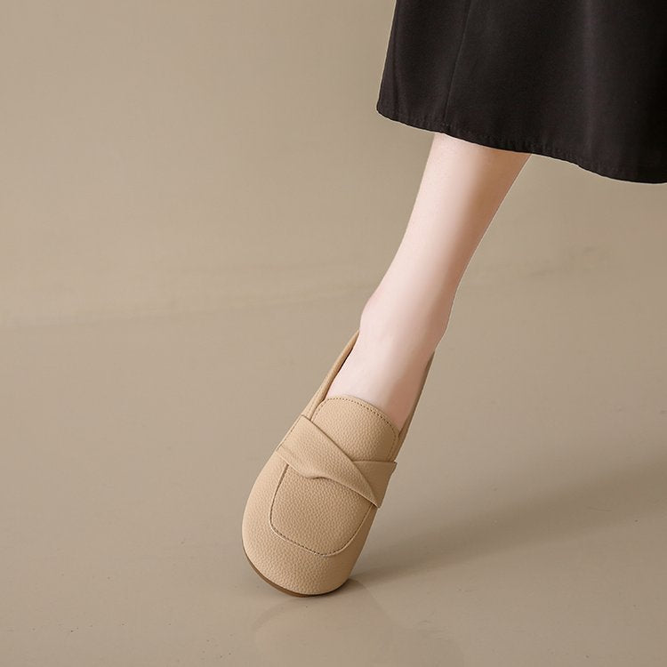 ローファー レディース ソフト底 痛くない 柔らかい 履きやすい かかとなし ローヒール カーキ オフホワイト