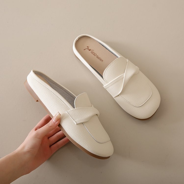 ローファー レディース ソフト底 痛くない 柔らかい 履きやすい かかとなし ローヒール カーキ オフホワイト