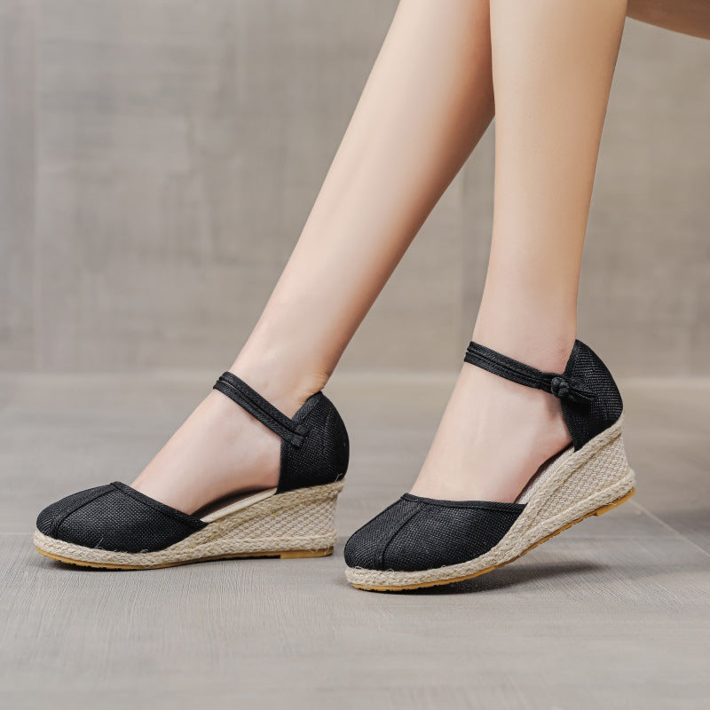 レディースサンダル ウェッジサンダル 履き心地の良いクロスボーダートレード リネン