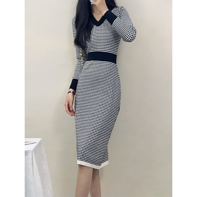 フレンチ風 春 ワンピース 高級感 ミディ丈 ニット レディース 上品 お姉さん風