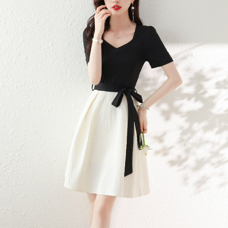 レディース ワンピース ドレス ミドル丈 半袖 スモールフレグランススタイル 洋ナシ型ボディ フレンチセレブ