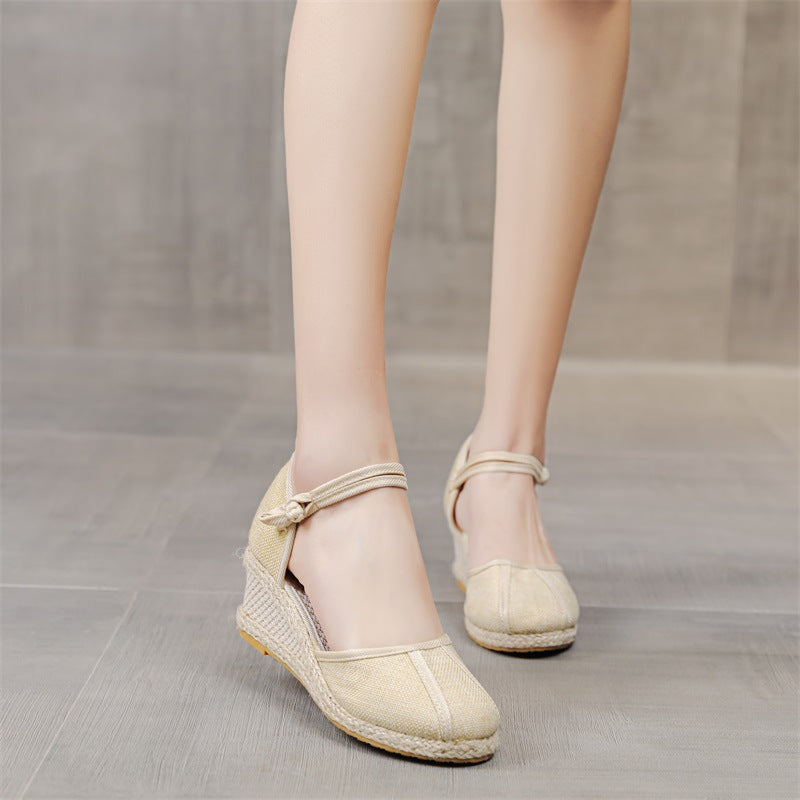 レディースサンダル ウェッジサンダル 履き心地の良いクロスボーダートレード リネン