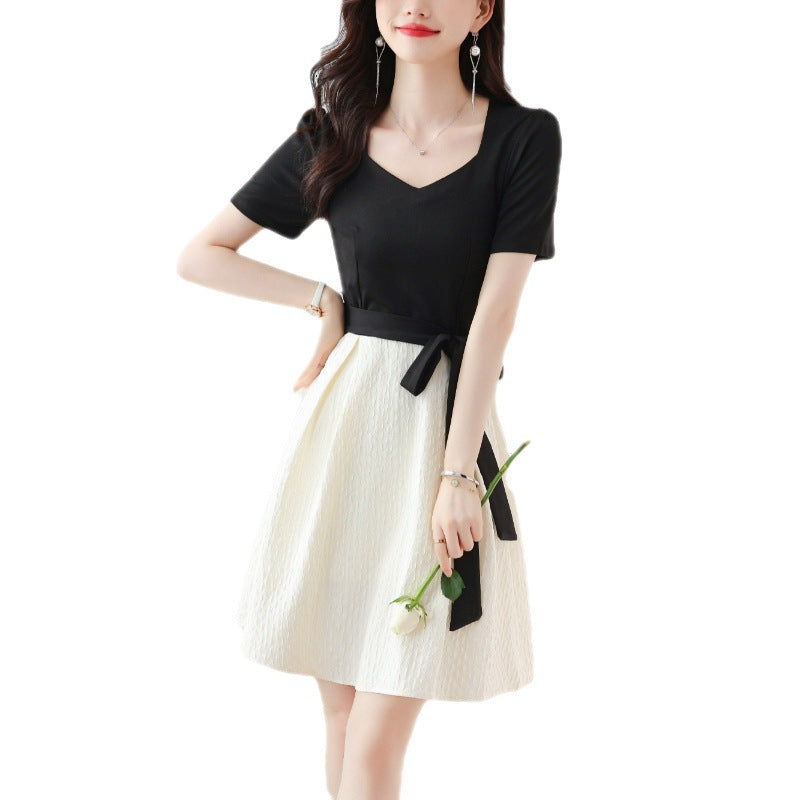 レディース ワンピース ドレス ミドル丈 半袖 スモールフレグランススタイル 洋ナシ型ボディ フレンチセレブ