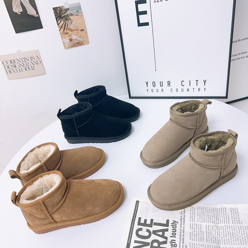 ムートンブーツ レディース ムートン ショートブーツ 柔らかい ベルベット 厚底 おしゃれ ４カラー