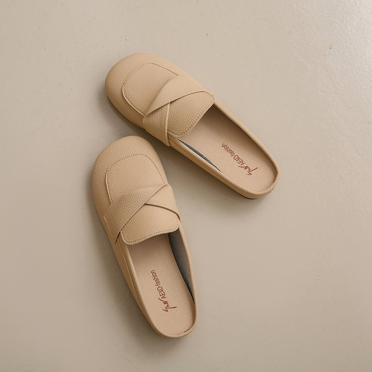 ローファー レディース ソフト底 痛くない 柔らかい 履きやすい かかとなし ローヒール カーキ オフホワイト