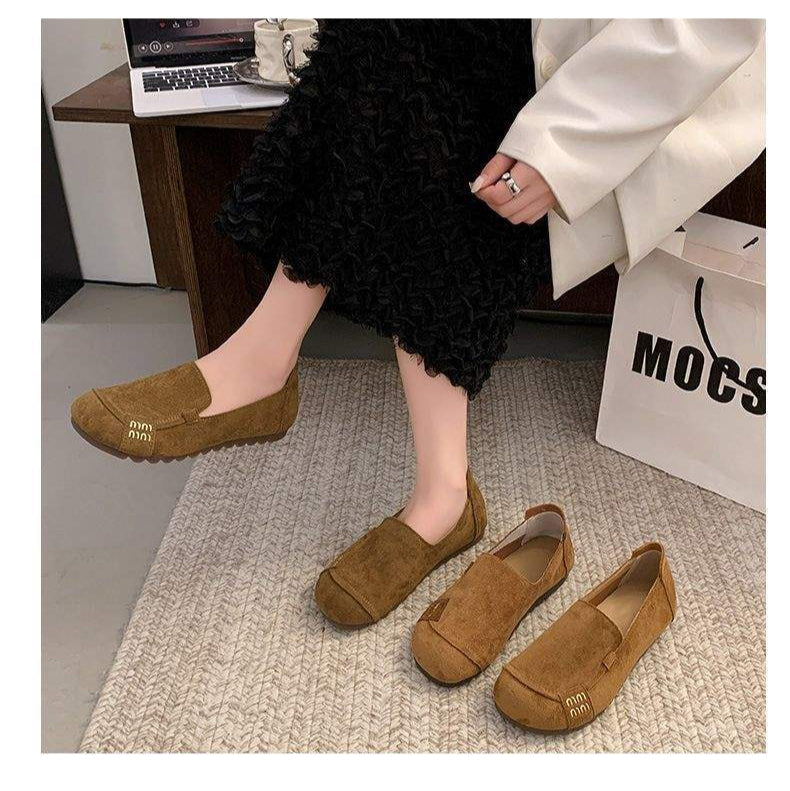 スリッポン フラットシューズ レディース 春夏 軽やか 通気性 つま先カバー フラットソール 歩きやすい キャメル カーキ 36 37 38 39 40