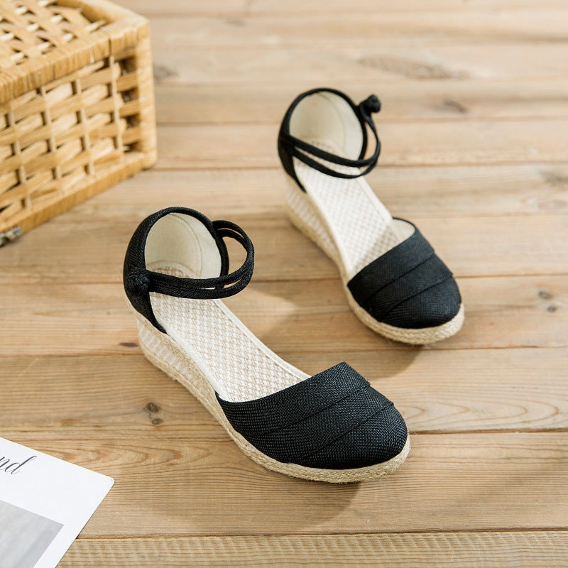 新作ウェッジヒールサンダル クロスボーダー ローマンヒール