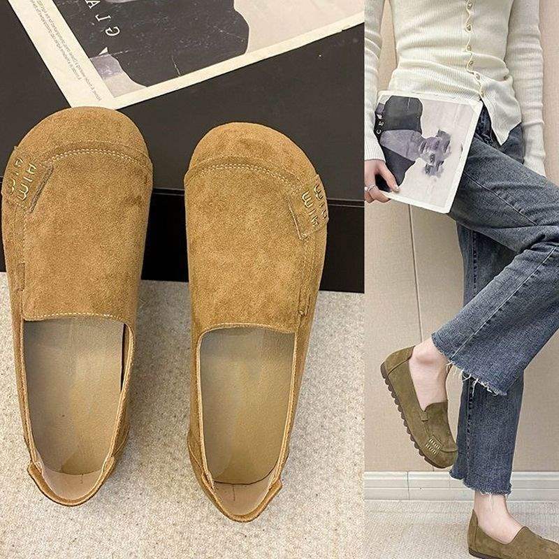 スリッポン フラットシューズ レディース 春夏 軽やか 通気性 つま先カバー フラットソール 歩きやすい キャメル カーキ 36 37 38 39 40