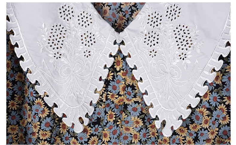 大きいサイズ ワンピース レディース 春 夏 刺繍 アート風 フレア シルエット