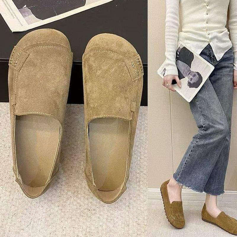 スリッポン フラットシューズ レディース 春夏 軽やか 通気性 つま先カバー フラットソール 歩きやすい キャメル カーキ 36 37 38 39 40