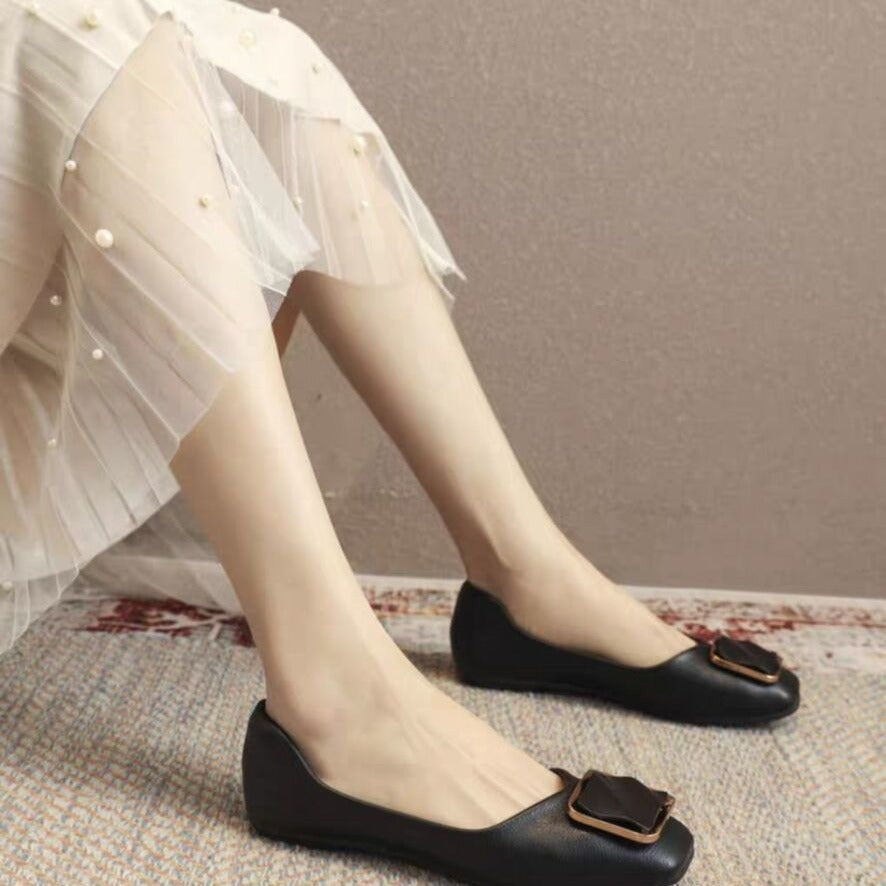 パンプス べたんこ 痛くない 歩きやすい 柔らかい おしゃれ オフィス 仕事 ブラック アプリコット