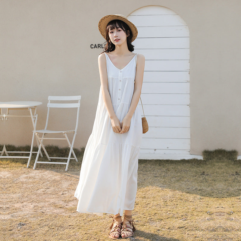 ドレス レディース 夏用ノースリーブ Vネック ロングホルタードレス ワンピース 無地