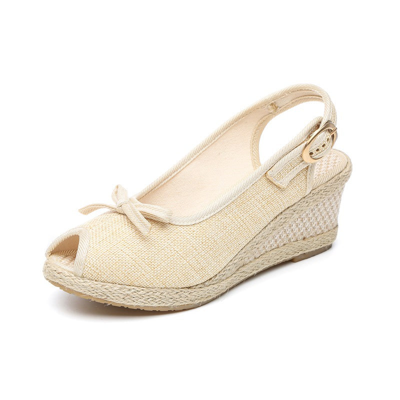 ウェッジヒールサンダル フィッシュトゥ ハイヒール シングルストラップ