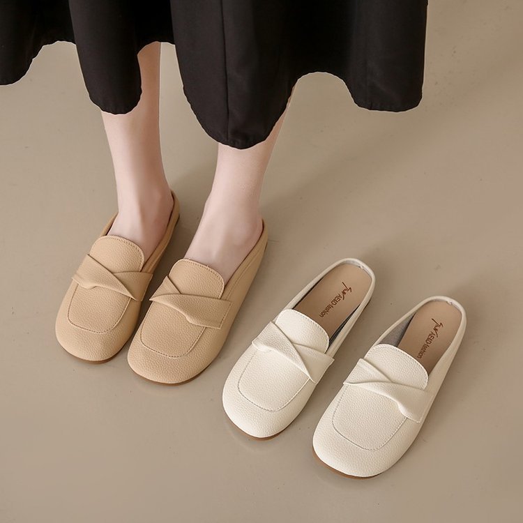 ローファー レディース ソフト底 痛くない 柔らかい 履きやすい かかとなし ローヒール カーキ オフホワイト