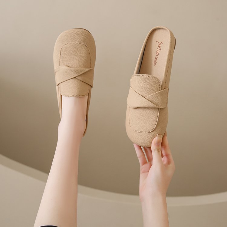 ローファー レディース ソフト底 痛くない 柔らかい 履きやすい かかとなし ローヒール カーキ オフホワイト