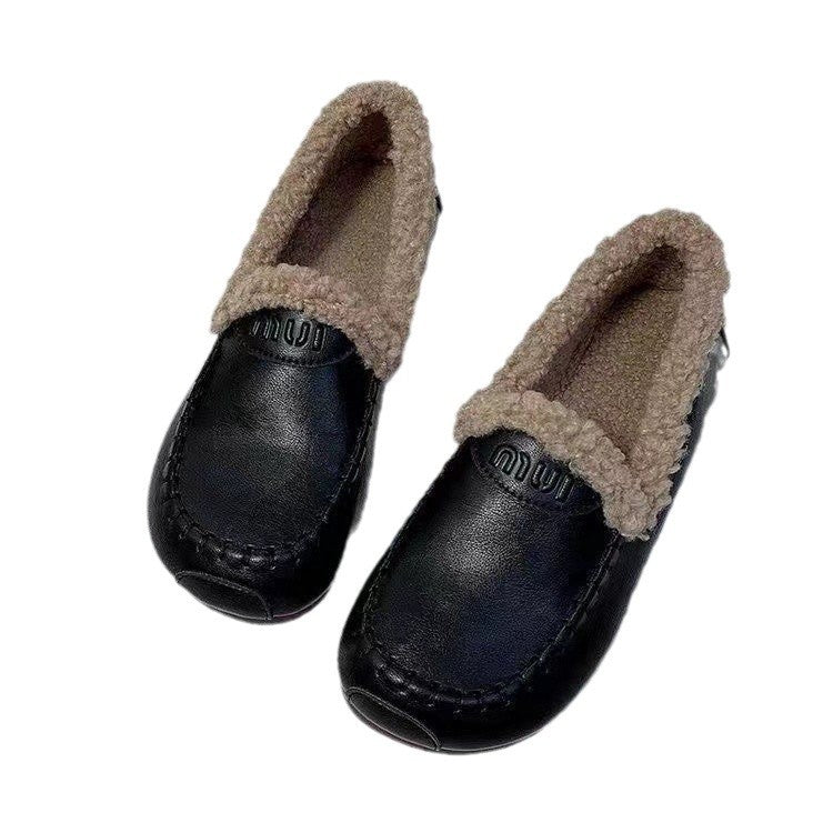 モカシン ローファー 裏ボア スリッポン フラットソール レディース 秋冬 軽量 つま先カバー あったか ブラック/カーキ/ブラウン 35-41