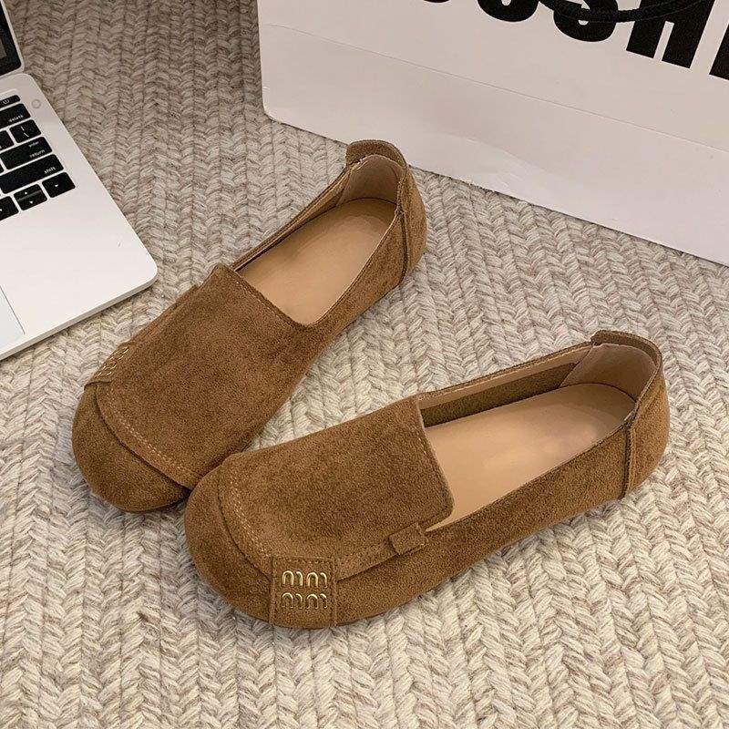 スリッポン フラットシューズ レディース 春夏 軽やか 通気性 つま先カバー フラットソール 歩きやすい キャメル カーキ 36 37 38 39 40