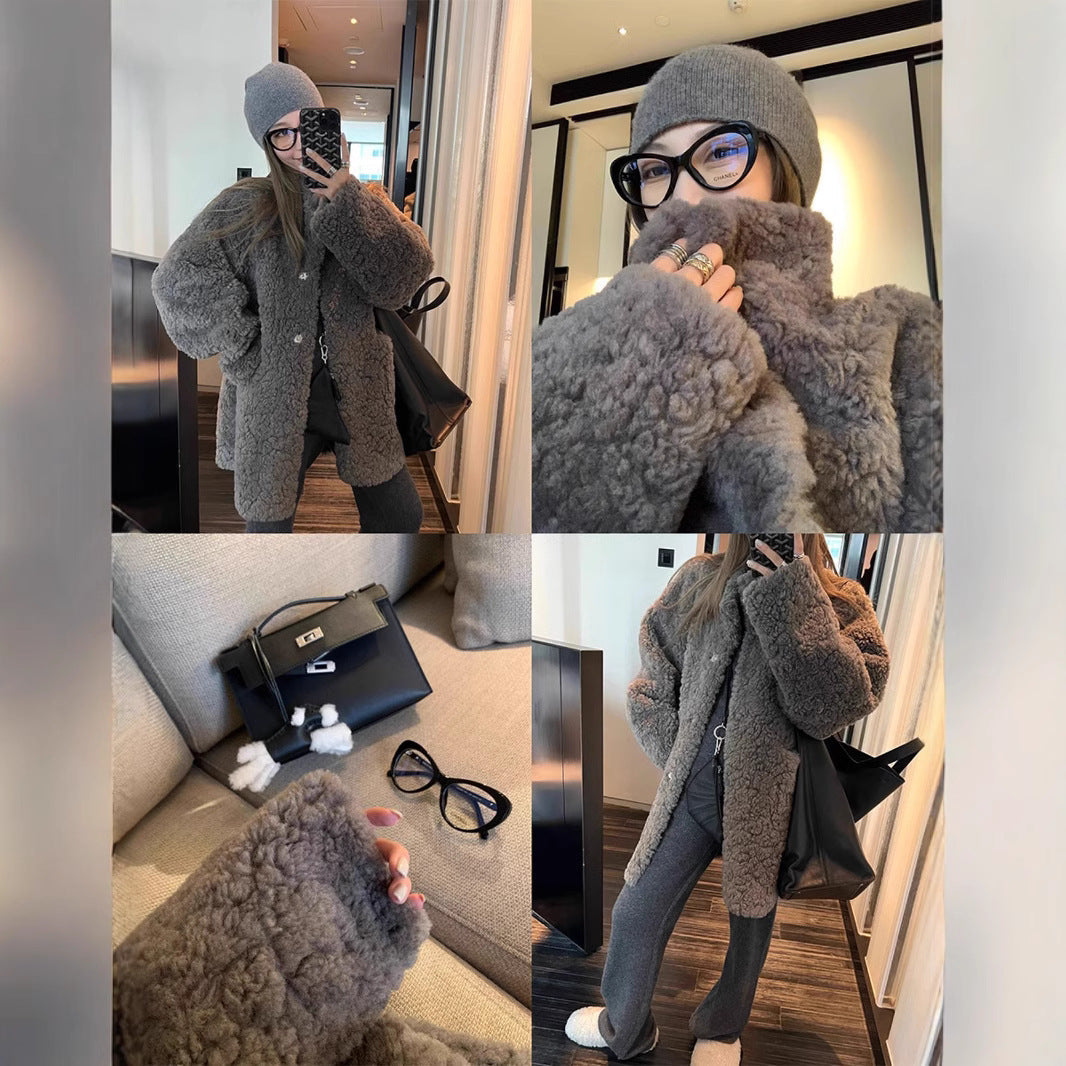 フェイクファー コート レディース 秋冬 防寒 ふわもこ 長袖 ゆったり 羽織 通勤 オフィス モノトーン グレー S M L ホワイト S M L