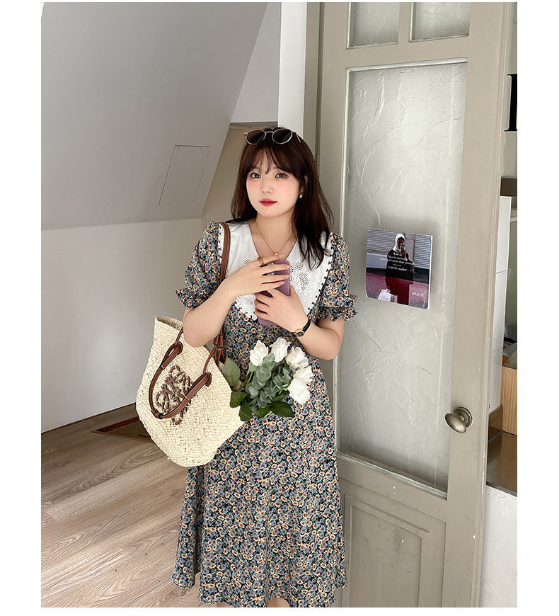 大きいサイズ ワンピース レディース 春 夏 刺繍 アート風 フレア シルエット