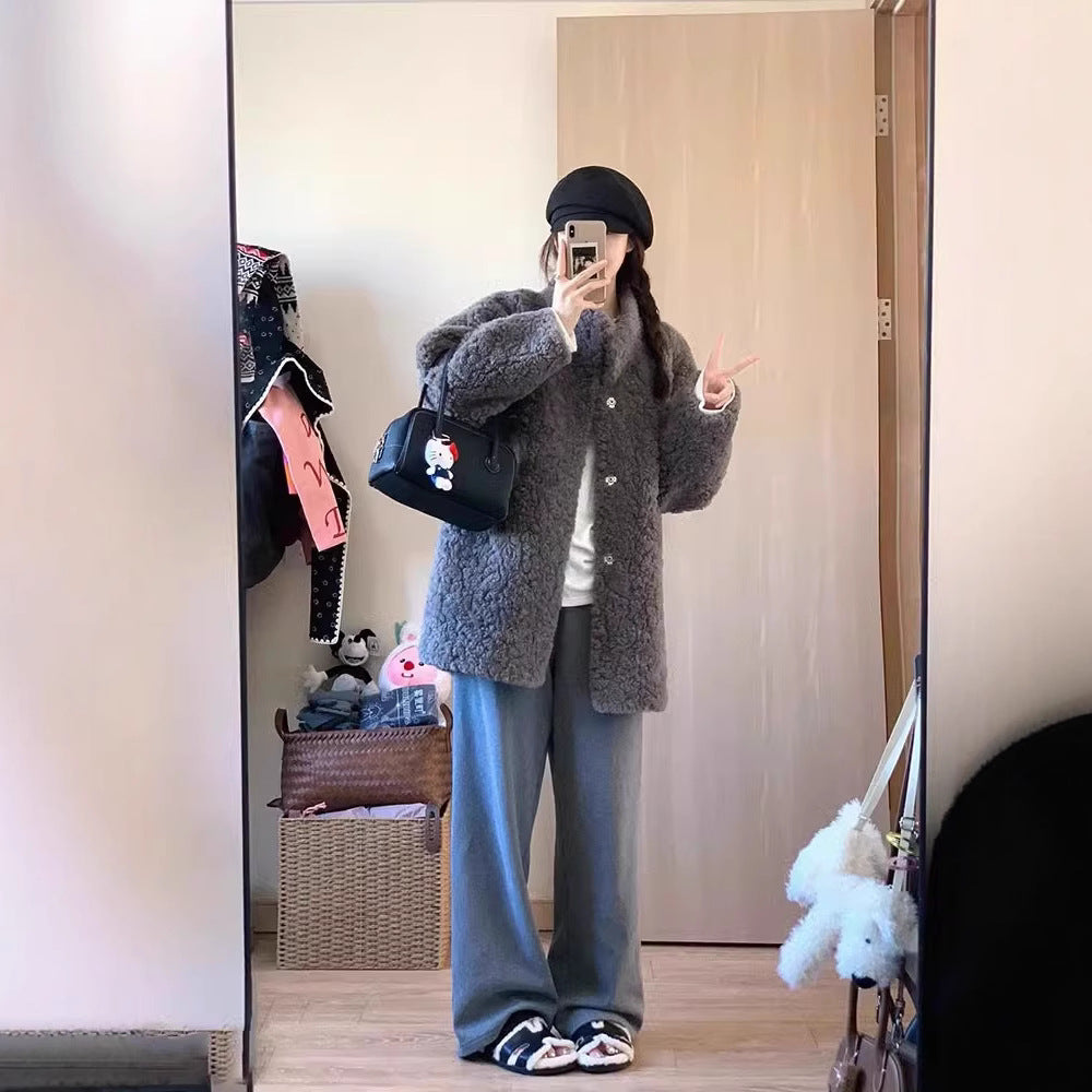 フェイクファー コート レディース 秋冬 防寒 ふわもこ 長袖 ゆったり 羽織 通勤 オフィス モノトーン グレー S M L ホワイト S M L