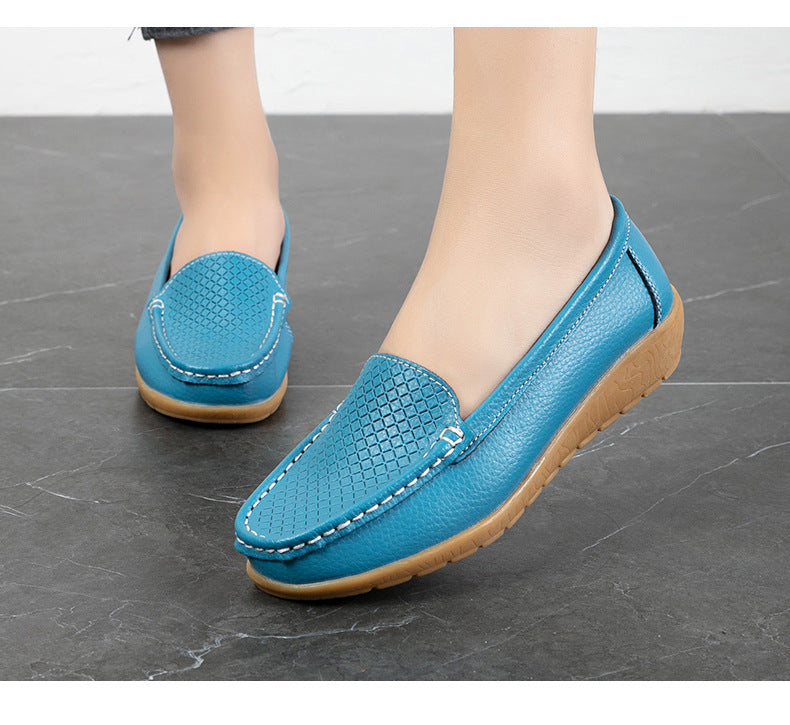 ローファー モカシン スリッポン レディース 春夏秋 軽やか フラットソール 通気性 つま先カバー きれいめ オフィス 通勤 ダークブルー 35-44