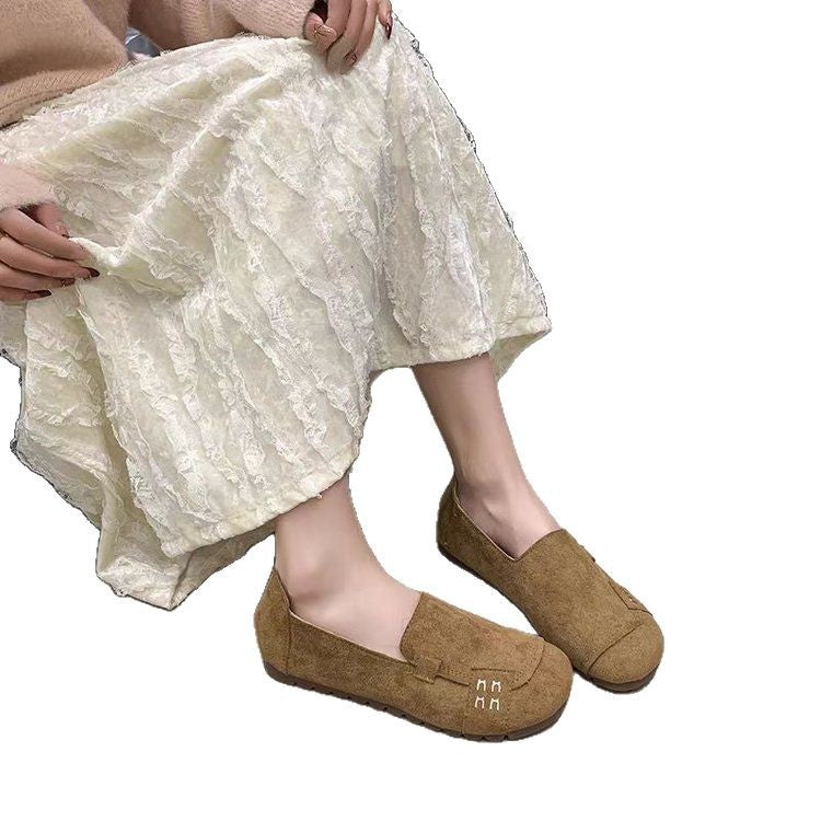 ローファー スリッポン ドライビングシューズ フラットソール レディース 春夏秋 軽やか 歩きやすい つま先カバー 通気性 抜群 カーキ/キャメル 35-40