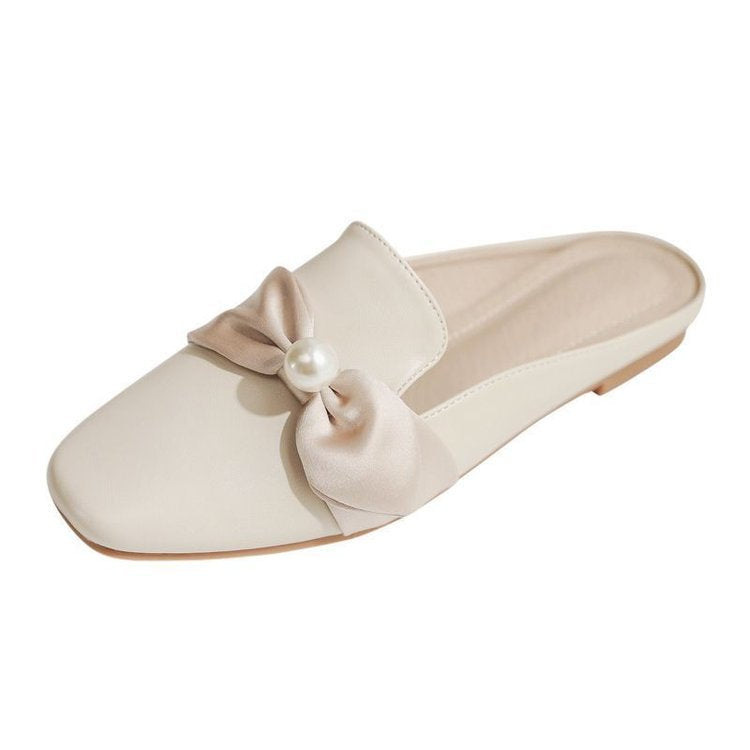 ミュール レディース サンダル スリッパ パンプス 履きやすい 歩きやすい かかとなしオフホワイト