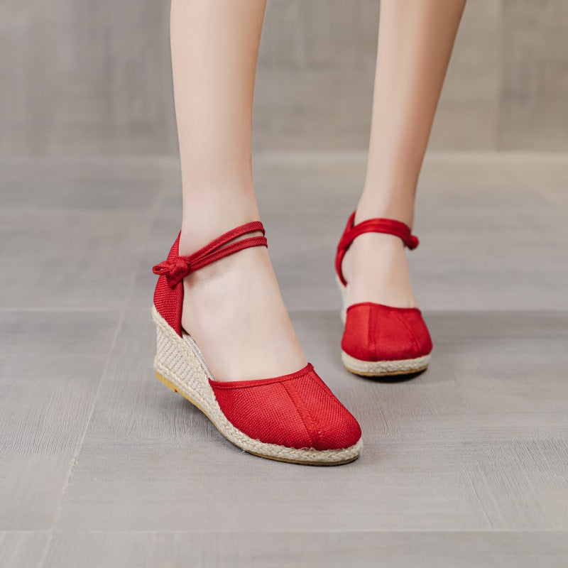 レディースサンダル ウェッジサンダル 履き心地の良いクロスボーダートレード リネン