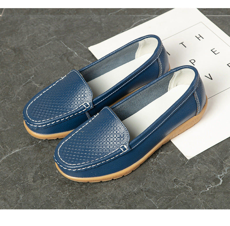 ローファー モカシン スリッポン レディース 春夏秋 軽やか フラットソール 通気性 つま先カバー きれいめ オフィス 通勤 ダークブルー 35-44